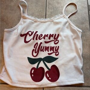 White Cherry Graphic Tank Top